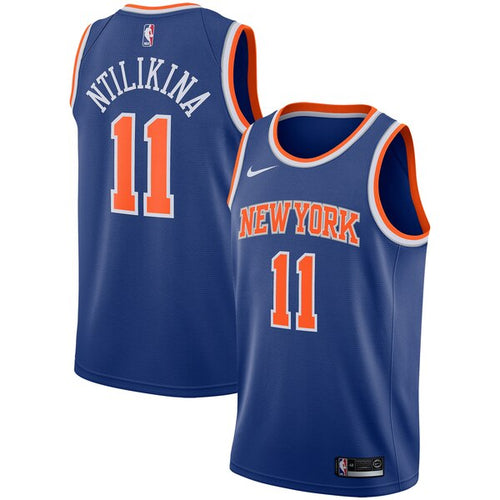 11 - Men's Nike Frank Ntilikina Blue New York Knicks Replica Swingman Jersey - Icon Edition - Blue