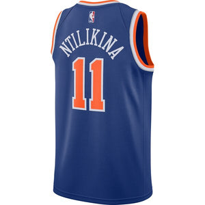 11 - Men's Nike Frank Ntilikina Blue New York Knicks Replica Swingman Jersey - Icon Edition - Blue