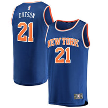 Load image into Gallery viewer, 21 - Men&#39;s Fanatics Branded Damyean Dotson Royal New York Knicks Fast Break Road Replica Player Jersey - Icon Edition - Blue