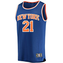 Load image into Gallery viewer, 21 - Men&#39;s Fanatics Branded Damyean Dotson Royal New York Knicks Fast Break Road Replica Player Jersey - Icon Edition - Blue