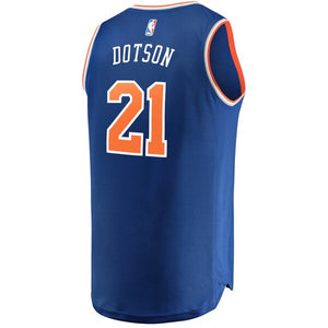 21 - Men's Fanatics Branded Damyean Dotson Royal New York Knicks Fast Break Road Replica Player Jersey - Icon Edition - Blue