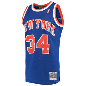 34 - Men's Mitchell & Ness Charles Oakley Blue New York Knicks 1991-92 Hardwood Classics Swingman Jersey - Blue