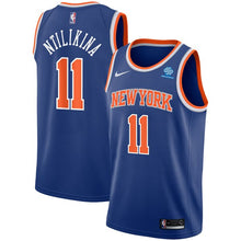 Load image into Gallery viewer, 11 - Men&#39;s Nike Frank Ntilikina Royal New York Knicks Swingman Sponsor Patch Jersey - Icon Edition - Blue