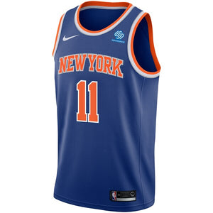 11 - Men's Nike Frank Ntilikina Royal New York Knicks Swingman Sponsor Patch Jersey - Icon Edition - Blue
