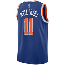 Load image into Gallery viewer, 11 - Men&#39;s Nike Frank Ntilikina Royal New York Knicks Swingman Sponsor Patch Jersey - Icon Edition - Blue