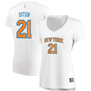 21 - Women's Fanatics Branded Damyean Dotson White New York Knicks Fast Break Replica Jersey - Association Edition - White