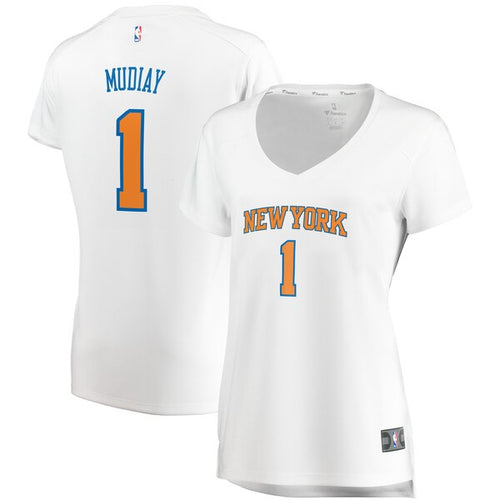 01 - Women's Fanatics Branded Emmanuel Mudiay White New York Knicks Fast Break Replica Jersey - Association Edition - White