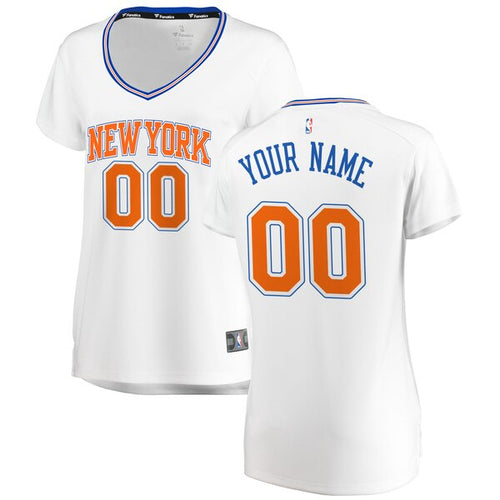 00 - Women's Fanatics Branded White New York Knicks Fast Break Replica Custom Jersey – Statement Edition - White