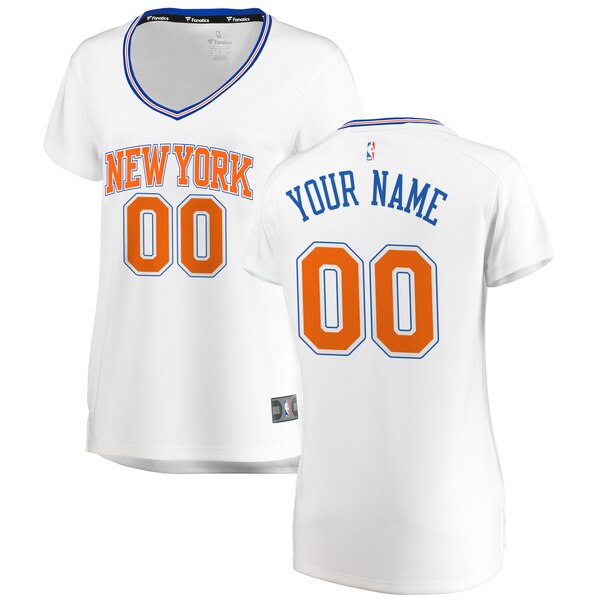 00 - Women's Fanatics Branded White New York Knicks Fast Break Replica Custom Jersey – Statement Edition - White