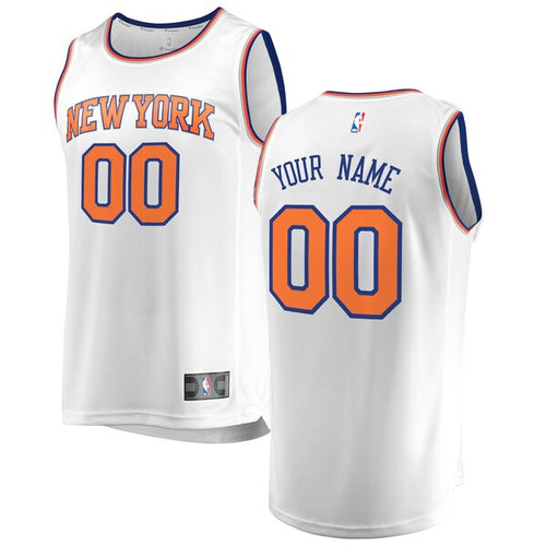 00 - Men's Fanatics Branded White New York Knicks Fast Break Custom Replica Jersey - Association Edition - White