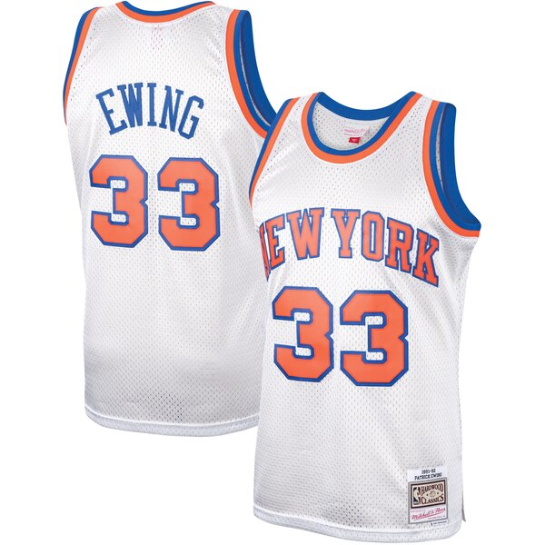 33 - Patrick Ewing New York Knicks Mitchell & Ness Hardwood Classics Platinum Swingman Jersey - White