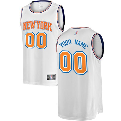 00 - Youth Fanatics Branded White New York Knicks Fast Break Replica Custom Jersey – Statement Edition - White