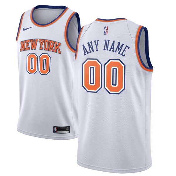 00 - Men's Nike White New York Knicks Custom Swingman Jersey - Statement Edition - White