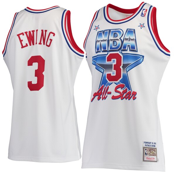 03 - Men's Mitchell & Ness Patrick Ewing White New York Knicks Hardwood Classics 1991 All-Star Authentic Jersey - White