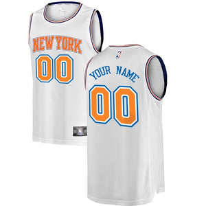 00 - Men's Fanatics Branded White New York Knicks Fast Break Custom Replica Jersey - Statement Edition - White