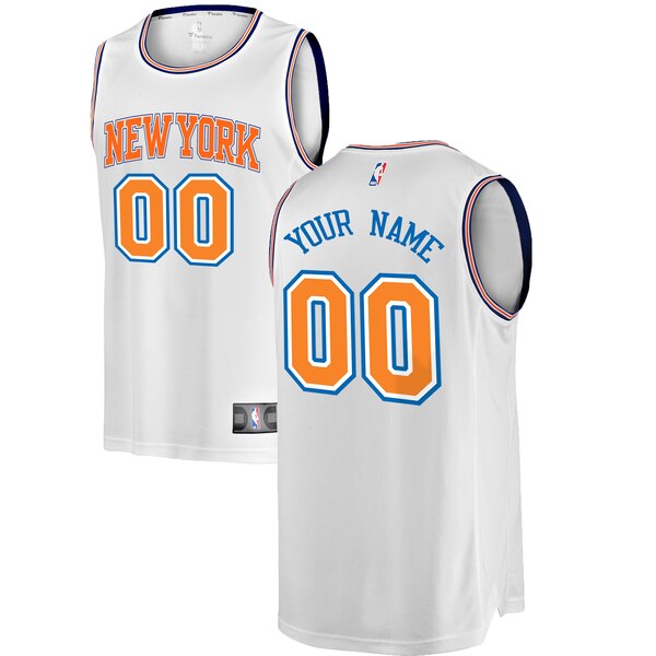 00 - Men's Fanatics Branded White New York Knicks Fast Break Custom Replica Jersey - Statement Edition - White