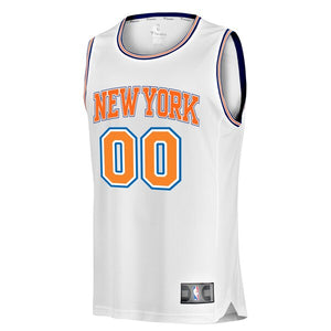 00 - Men's Fanatics Branded White New York Knicks Fast Break Custom Replica Jersey - Statement Edition - White