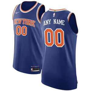 00 - Men's Nike Blue New York Knicks Authentic Custom Jersey - Icon Edition - Blue