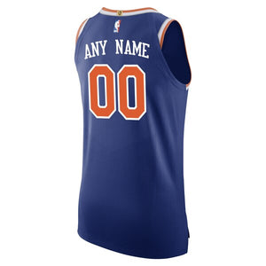 00 - Men's Nike Blue New York Knicks Authentic Custom Jersey - Icon Edition - Blue