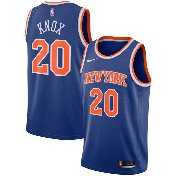 20 - Men's Nike Kevin Knox Blue New York Knicks Swingman Jersey - Blue