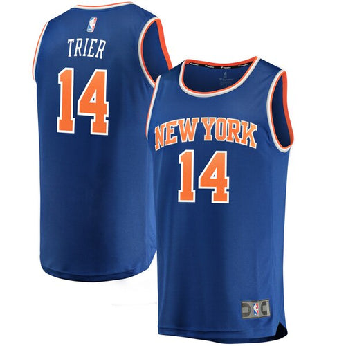 14 - Men's Fanatics Branded Allonzo Trier Blue New York Knicks Fast Break Replica Jersey – Icon Edition - Blue