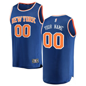 00 - Men's Fanatics Branded Blue New York Knicks Fast Break Custom Replica Jersey - Icon Edition - Blue