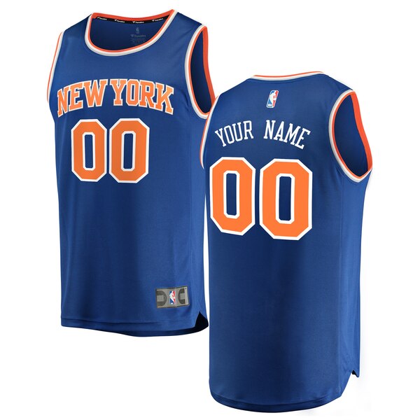 00 - Men's Fanatics Branded Blue New York Knicks Fast Break Custom Replica Jersey - Icon Edition - Blue