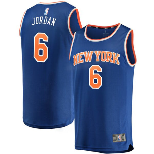 06 - Men's Fanatics Branded DeAndre Jordan Royal New York Knicks Fast Break Replica Jersey – Icon Edition - Blue