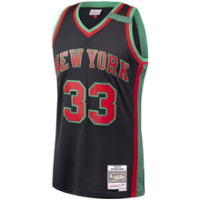 Load image into Gallery viewer, 33 - Men&#39;s Mitchell &amp; Ness Patrick Ewing Black New York Knicks Hardwood Classics Christmas Swingan Collection Jersey - Black