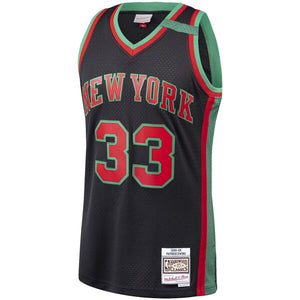 33 - Men's Mitchell & Ness Patrick Ewing Black New York Knicks Hardwood Classics Christmas Swingan Collection Jersey - Black