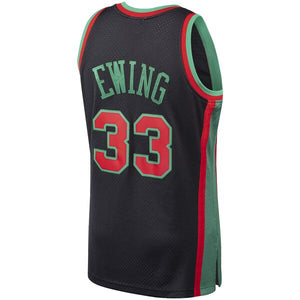 33 - Men's Mitchell & Ness Patrick Ewing Black New York Knicks Hardwood Classics Christmas Swingan Collection Jersey - Black