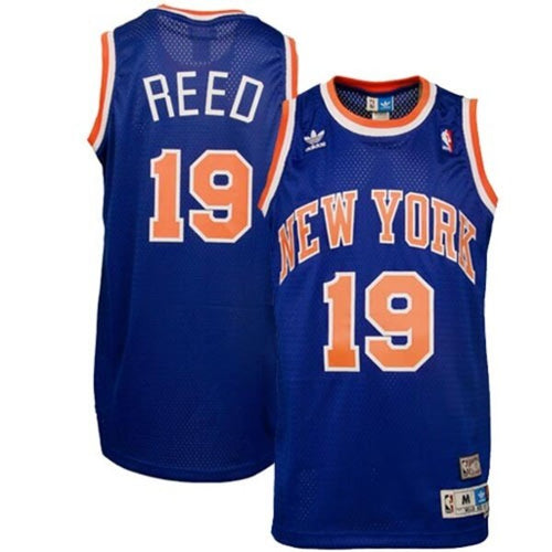 19 - Mens New York Knicks Willis Reed adidas Blue Hardwood Classics Soul Swingman Throwback Jersey - Blue