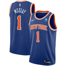 Load image into Gallery viewer, 01 - Men&#39;s Nike Emmanuel Mudiay Royal New York Knicks Swingman Sponsor Patch Jersey - Icon Edition - Blue