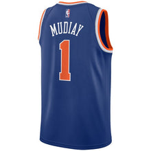 Load image into Gallery viewer, 01 - Men&#39;s Nike Emmanuel Mudiay Royal New York Knicks Swingman Sponsor Patch Jersey - Icon Edition - Blue