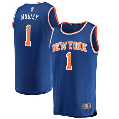01 - Men's Fanatics Branded Emmanuel Mudiay Blue New York Knicks Fast Break Replica Jersey – Icon Edition - Blue