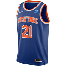 Load image into Gallery viewer, 21 - Men&#39;s Nike Damyean Dotson Royal New York Knicks Swingman Sponsor Patch Jersey - Icon Edition - Blue