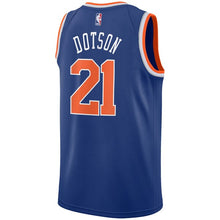 Load image into Gallery viewer, 21 - Men&#39;s Nike Damyean Dotson Royal New York Knicks Swingman Sponsor Patch Jersey - Icon Edition - Blue