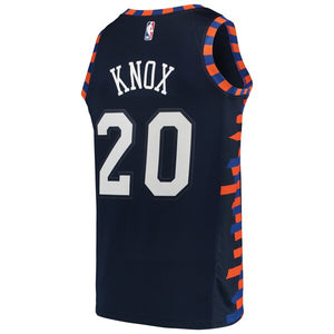 20 - Men's Nike Kevin Knox Navy New York Knicks City Edition Swingman Jersey - Navy